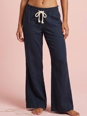 EUC! Roxy Oceanside Black LINEN Jogger Pants XL